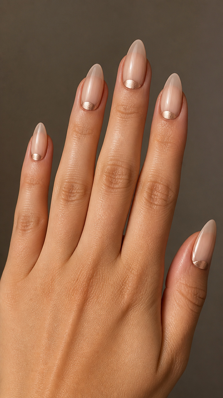 Rose Gold Half-Moon Manicure