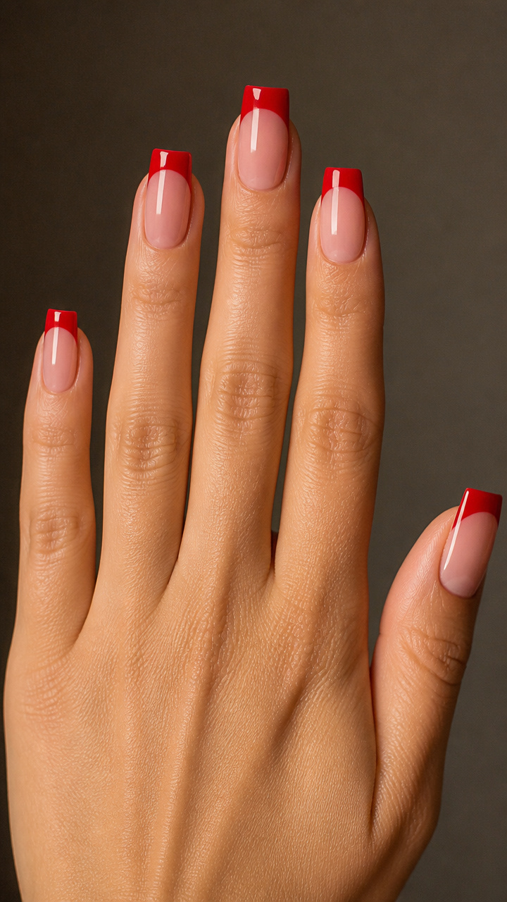 Candy Apple Red Square Tips