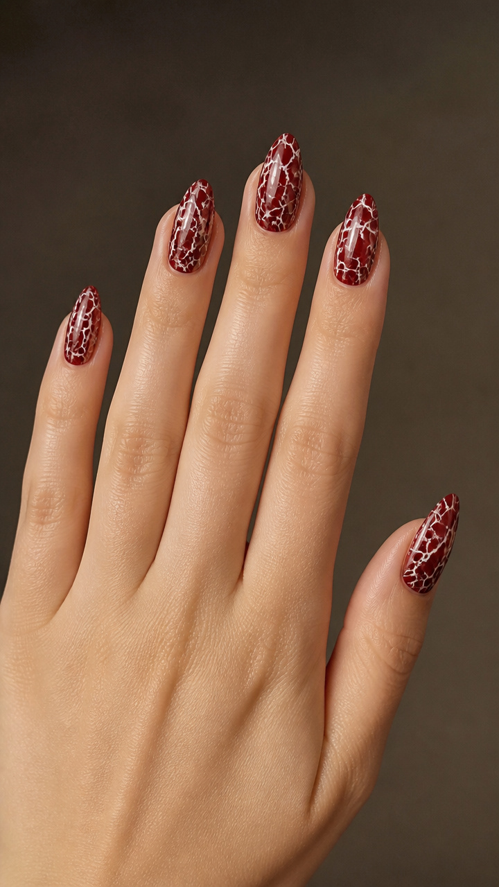 White Crackle Over Deep Red