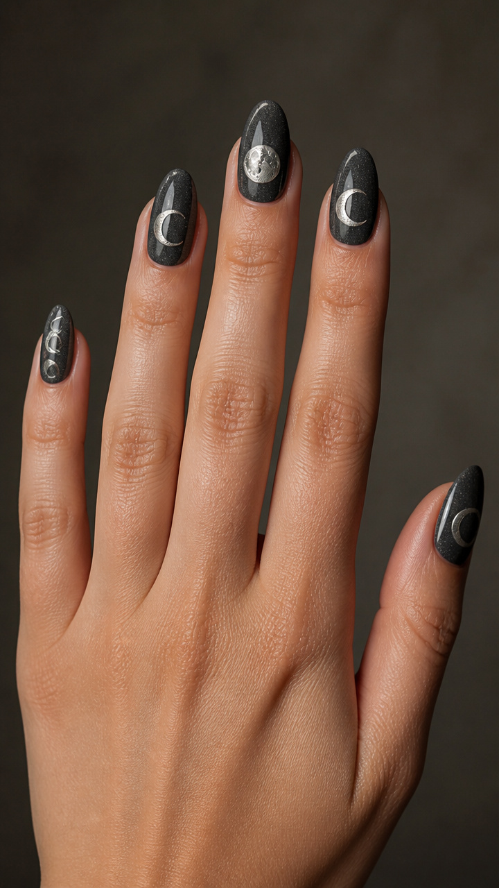 Charcoal Gray with Metallic Moon Phases