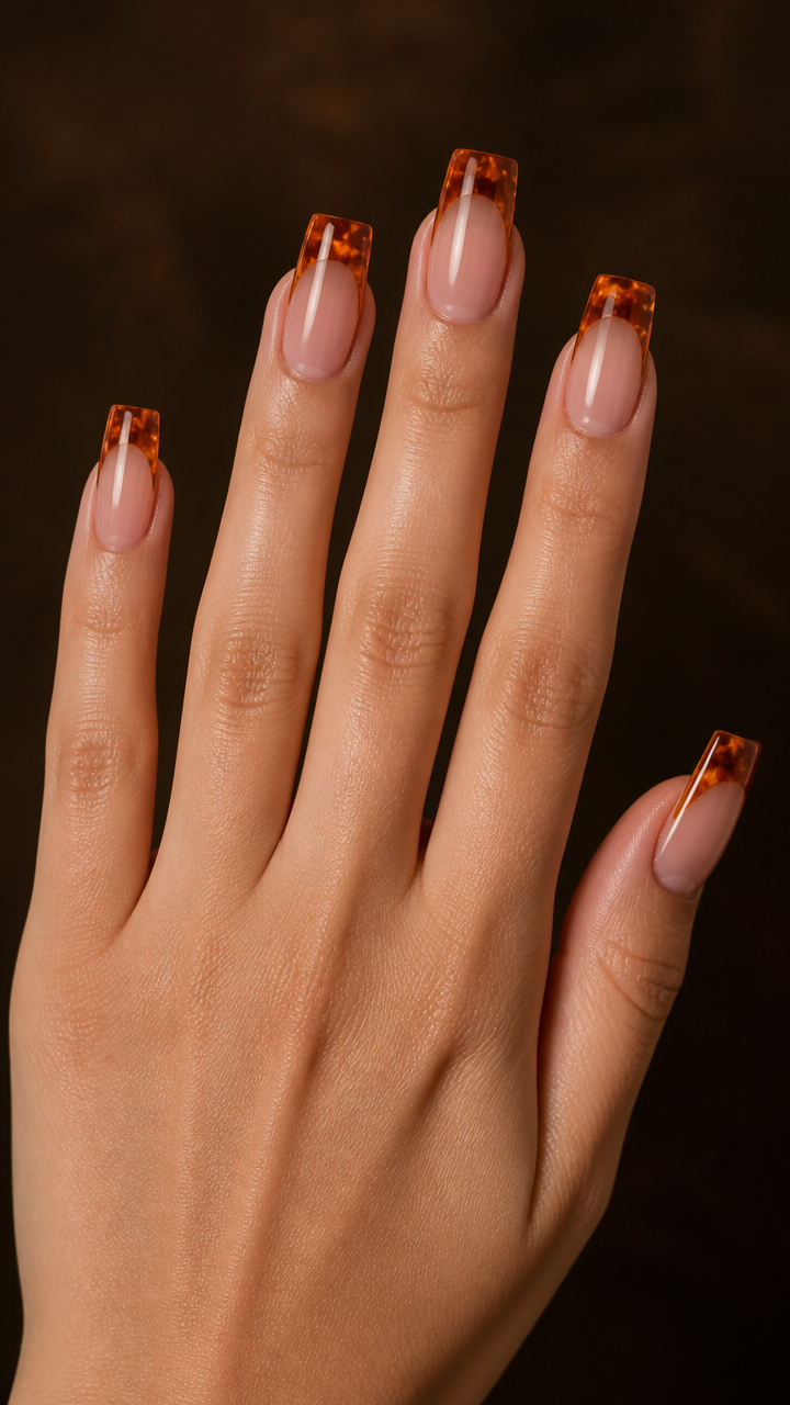 Amber Jelly Tips on Square Nails