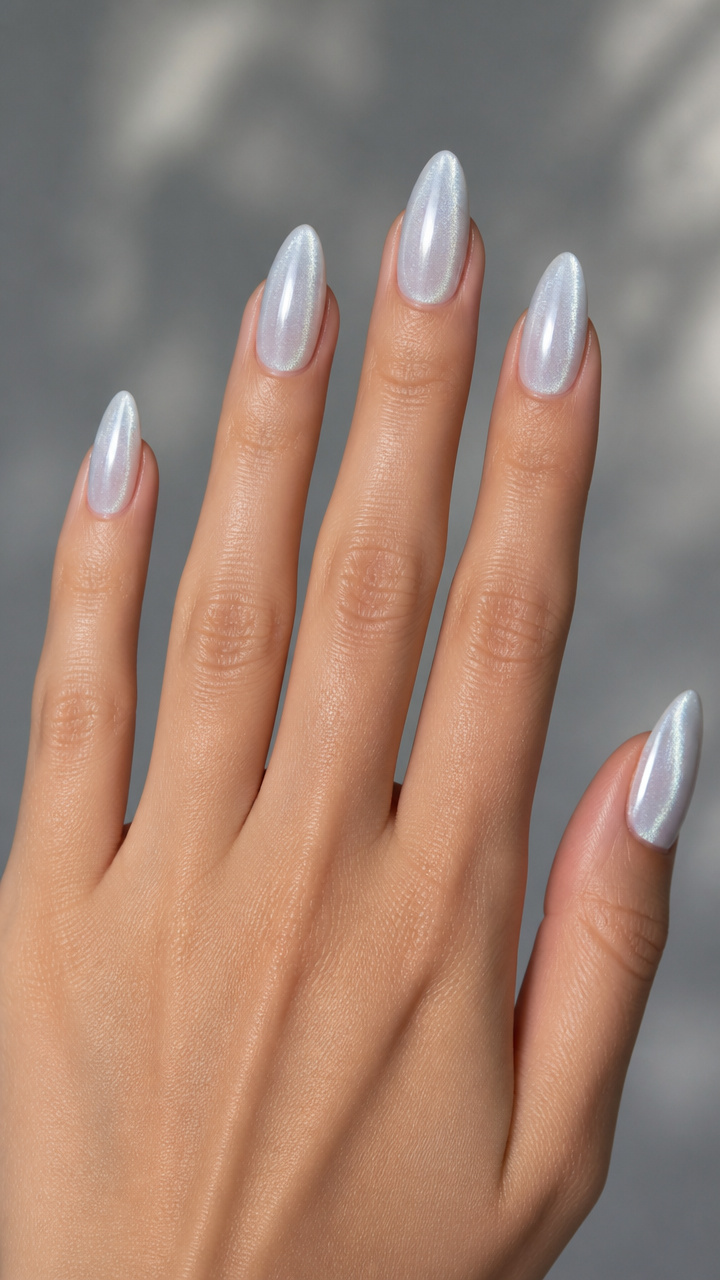 Frosted Moonstone Almond Tips
