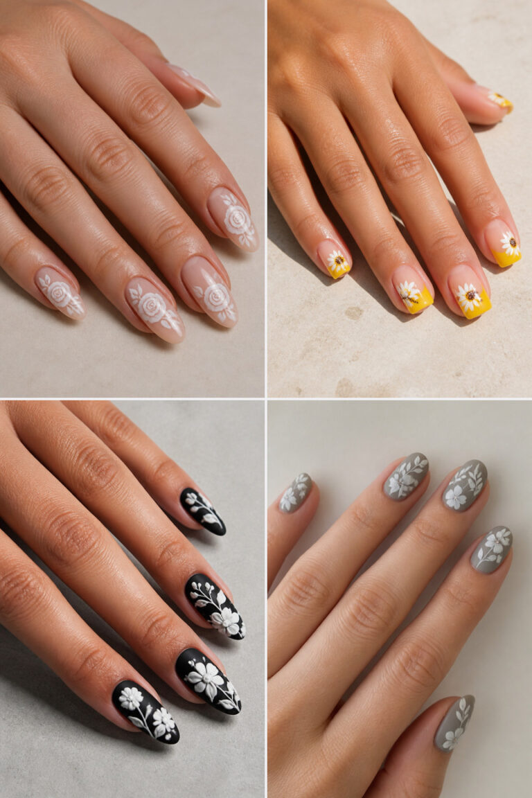 15 White Floral Nail Designs