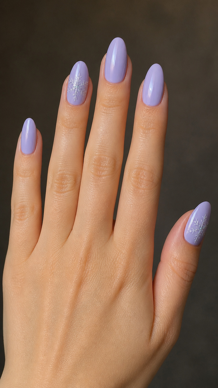 Icy Lilac with Minimalist Snowflake Art