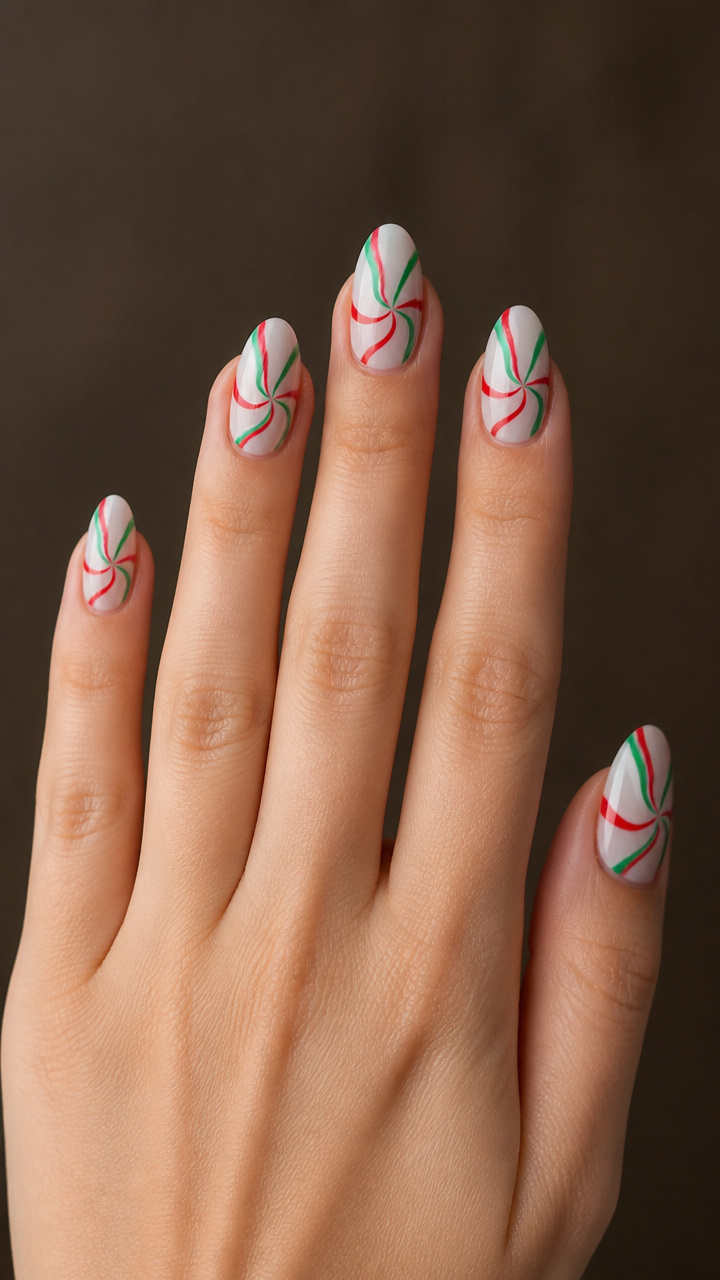 Peppermint Swirl on Sheer White Base