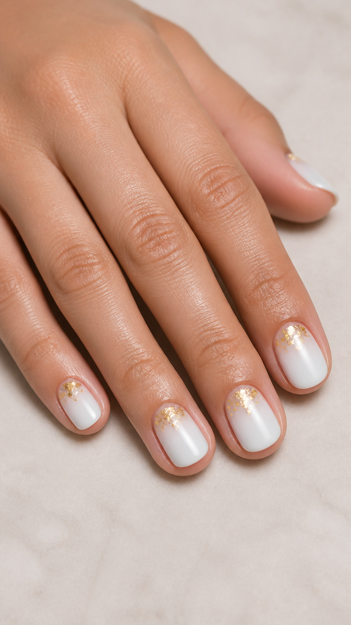 Crisp White Ombre with Gold Foil Accents