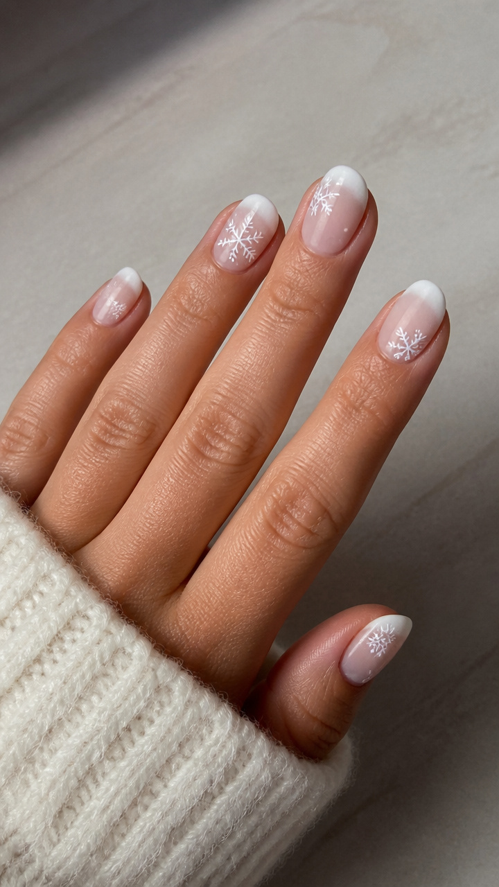 Frosted White Ombre with Snowflake Decals
