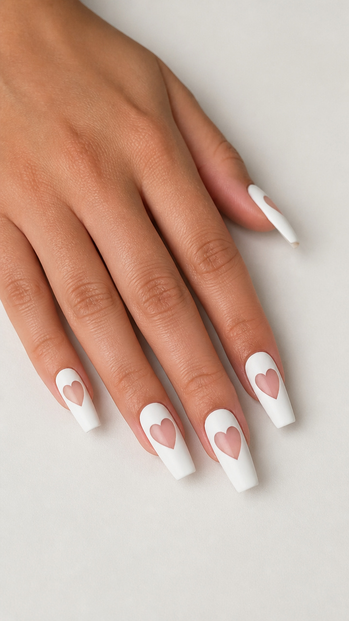 Matte White Ballerina with Negative Space Hearts