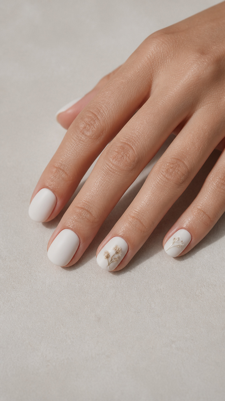 Matte White Round with Dried Flower Encapsulation