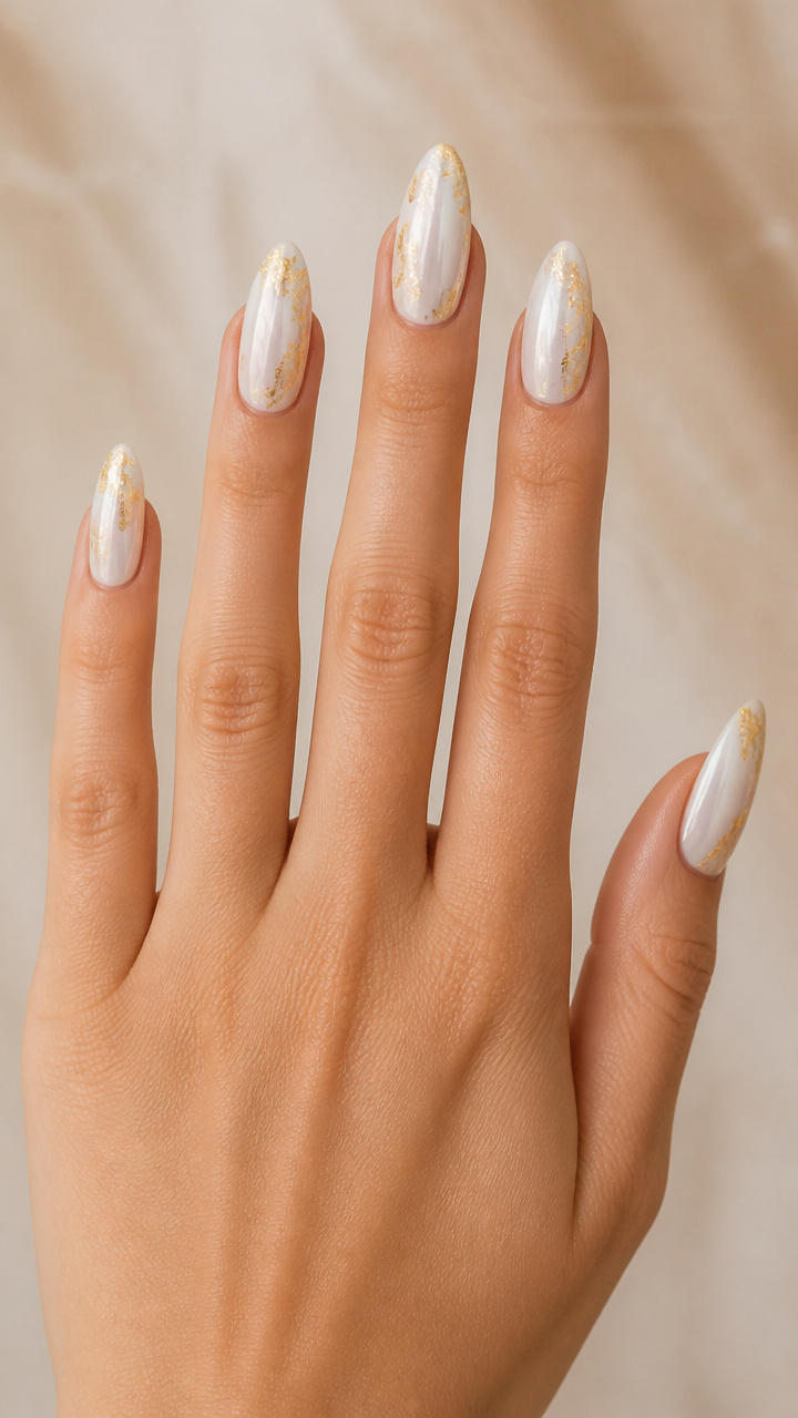Pearl and Gold Foil Almond Accents
