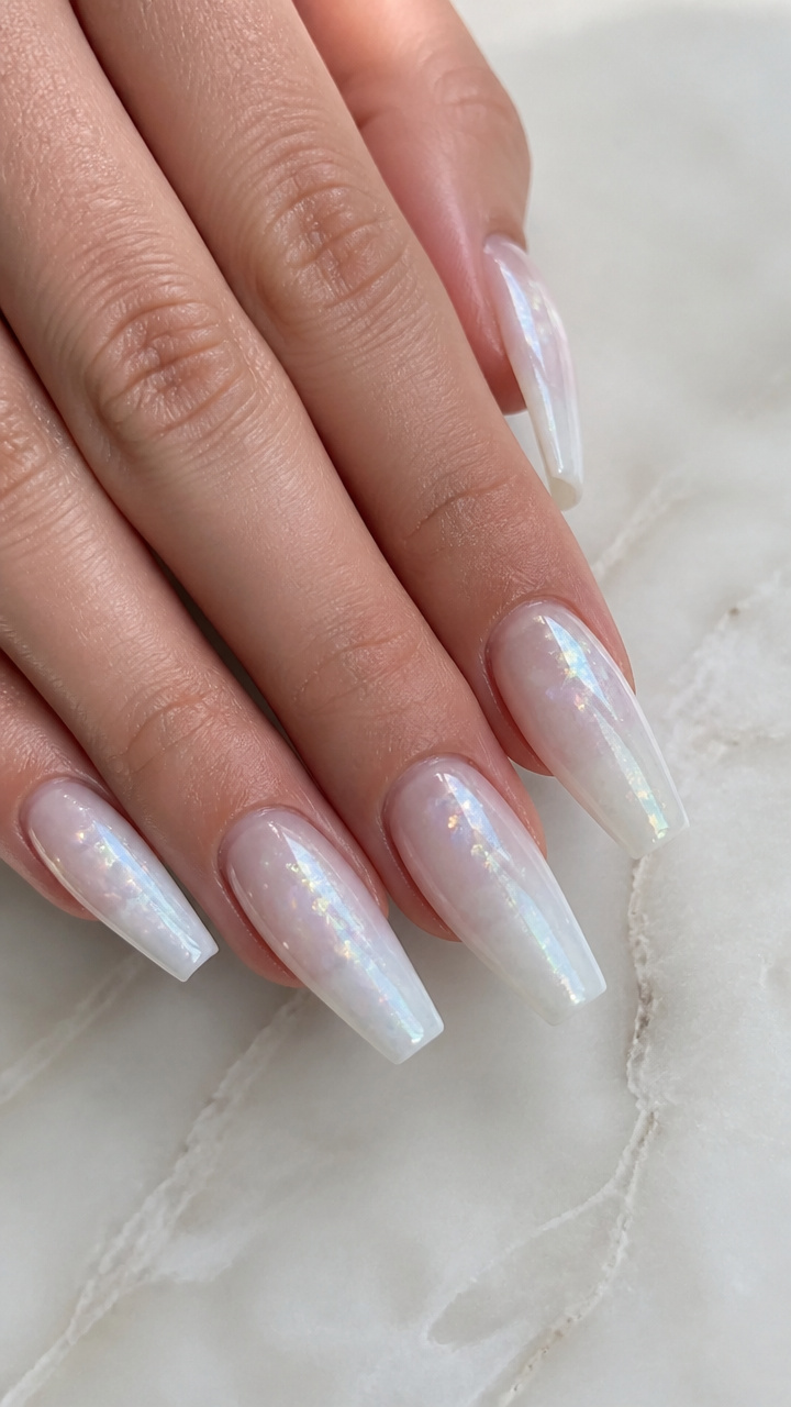 Pearlescent White Ombre with Iridescent Flakes