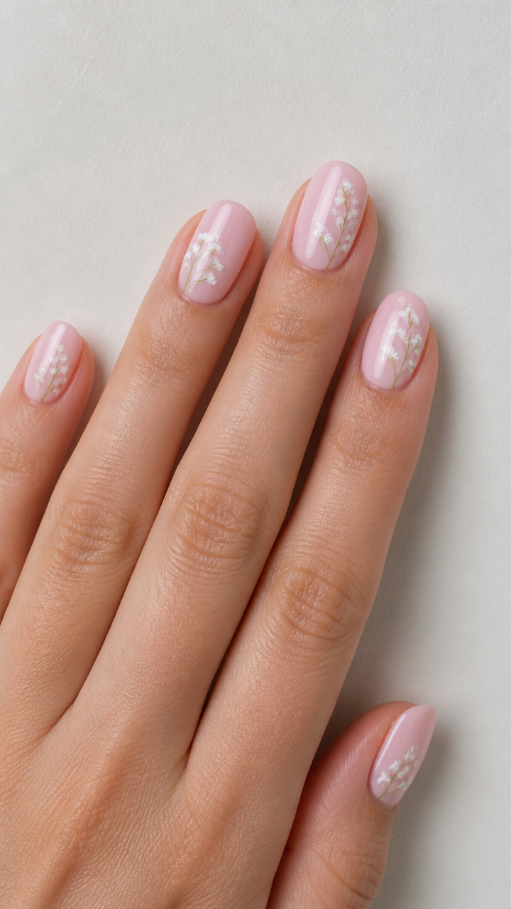 White Baby's Breath on Pastel Pink