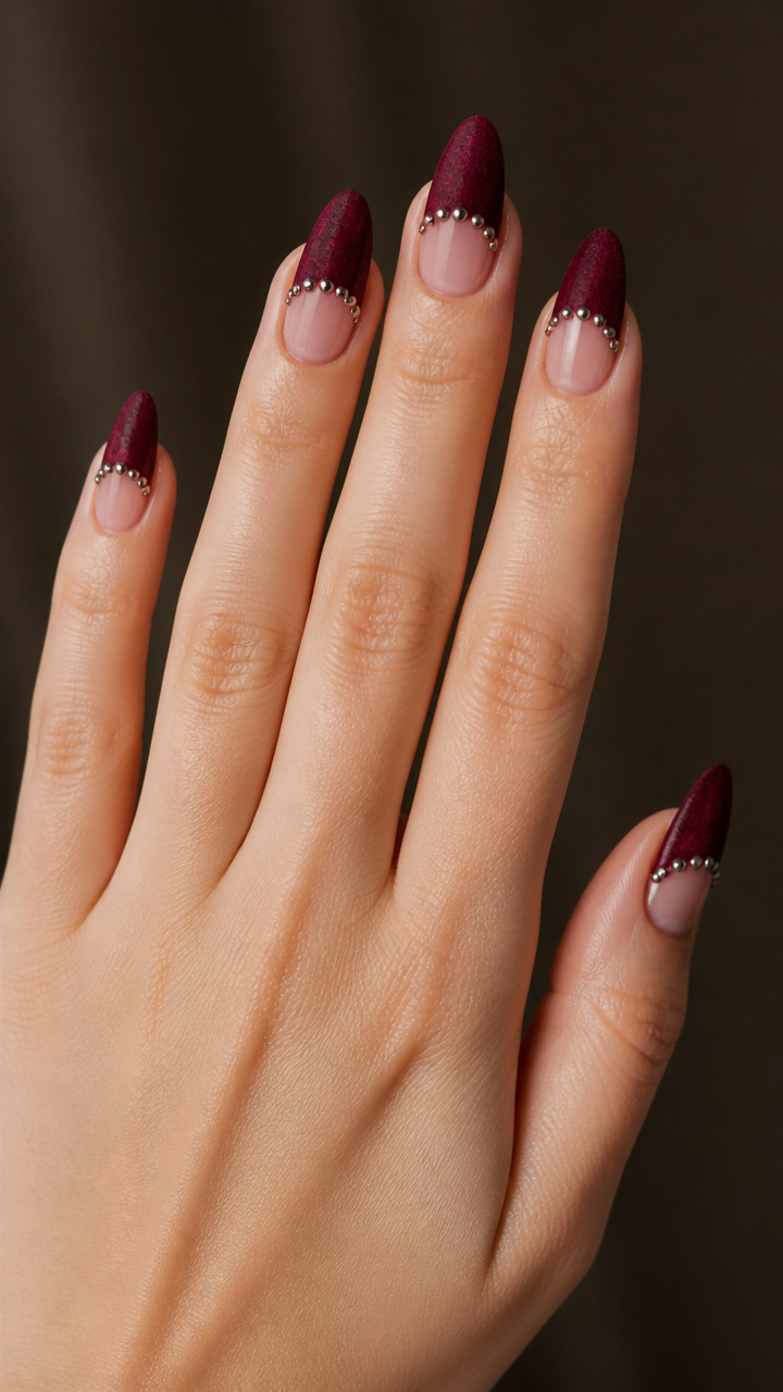 Velvet Wine Tips with Silver Studs