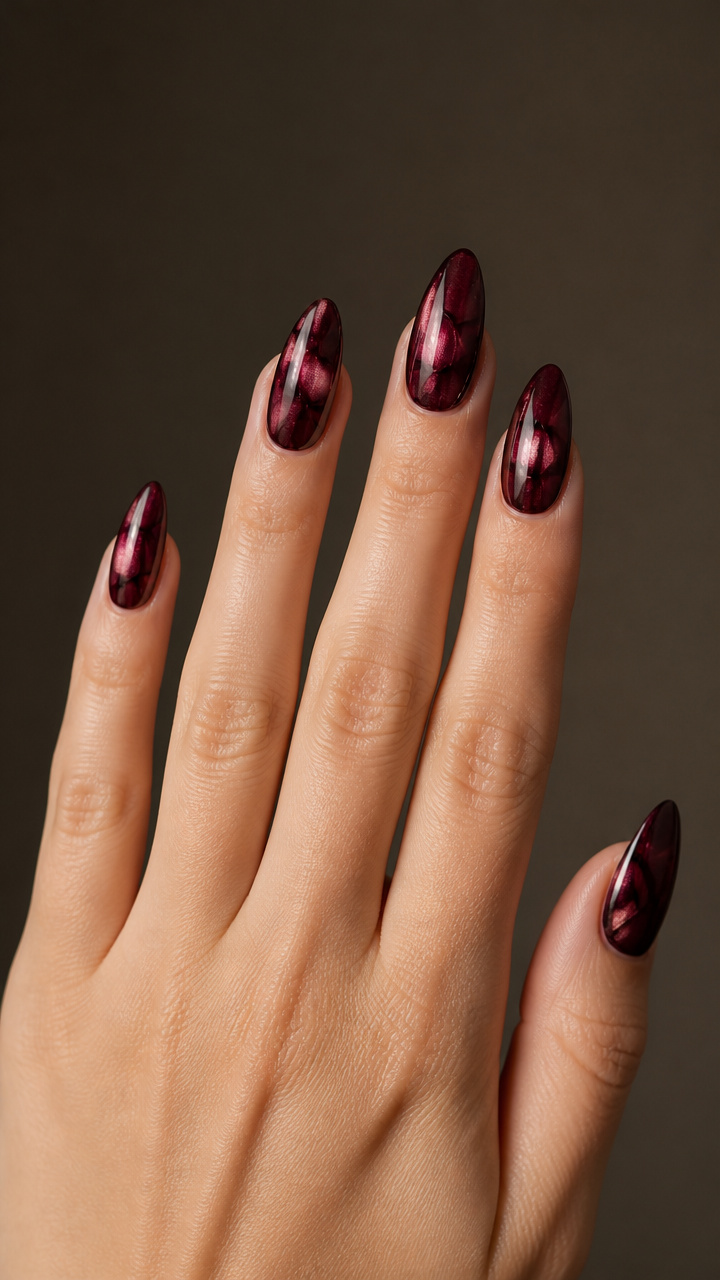 Burgundy Glaze Over Textured Velvet Finish