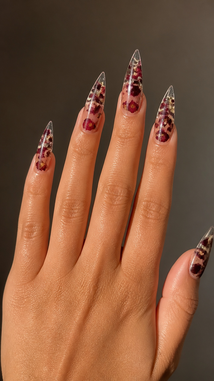 Clear Acrylics with Suspended Dried Rose Petals