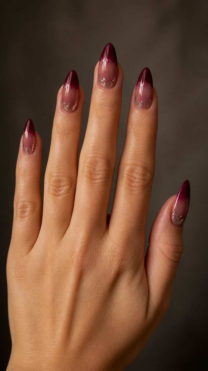 Smoked Berry Gradient with Silver Leaf Flecks