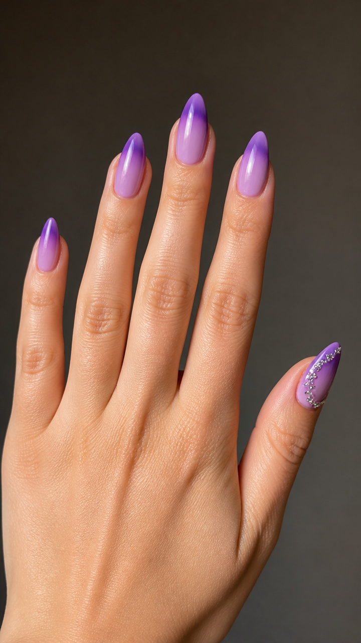 Purple Ombre with Rhinestone Vine Trail