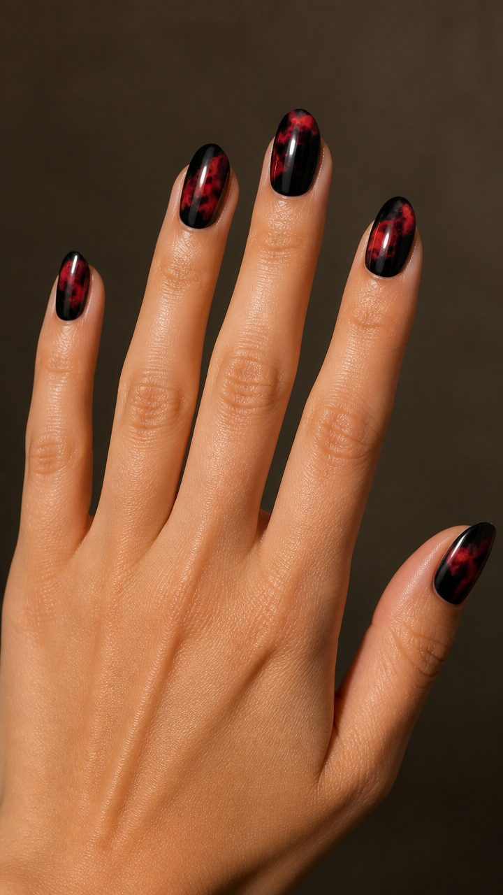 Black Base with Floating Red Ombre Clouds