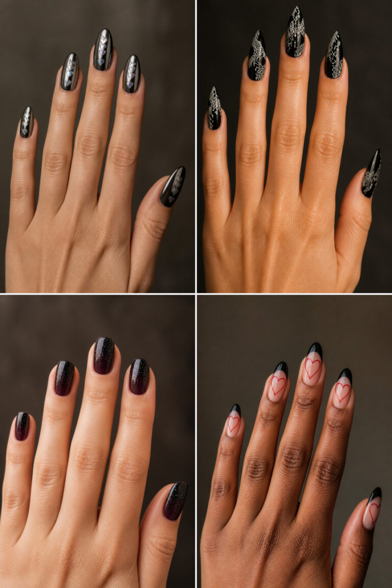 15 Black Valentine’s Nail Ideas