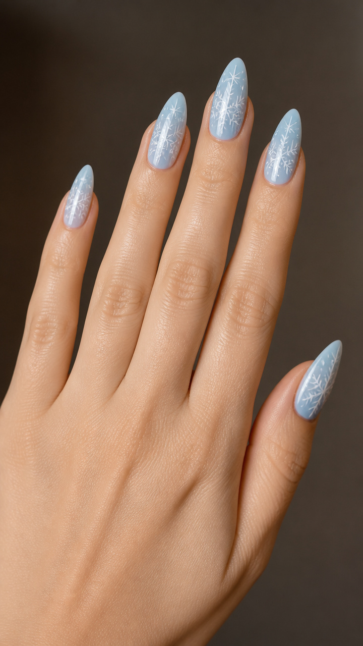 Icy Almond Base with Hand-Painted Snowflakes