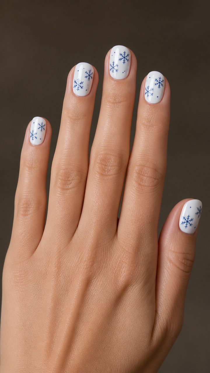 Arctic White Base with Navy Micro-Snowflakes