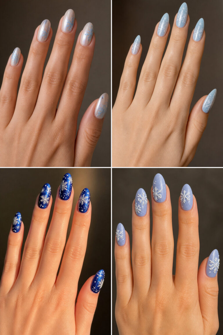 15 Blue and White Snowflake Nail Ideas