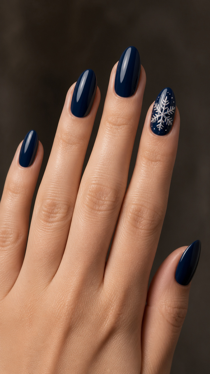Snowflake Chrome Accents on Deep Navy