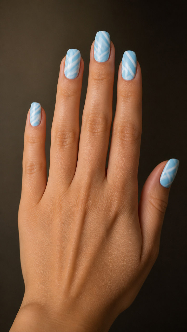 Candy Cane French with Baby Blue Base