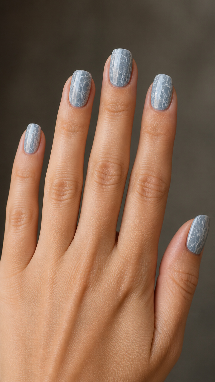 Icy Web Cracks on Light Gray-Blue