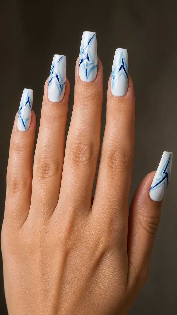 Geometric Frost Lines on White Base