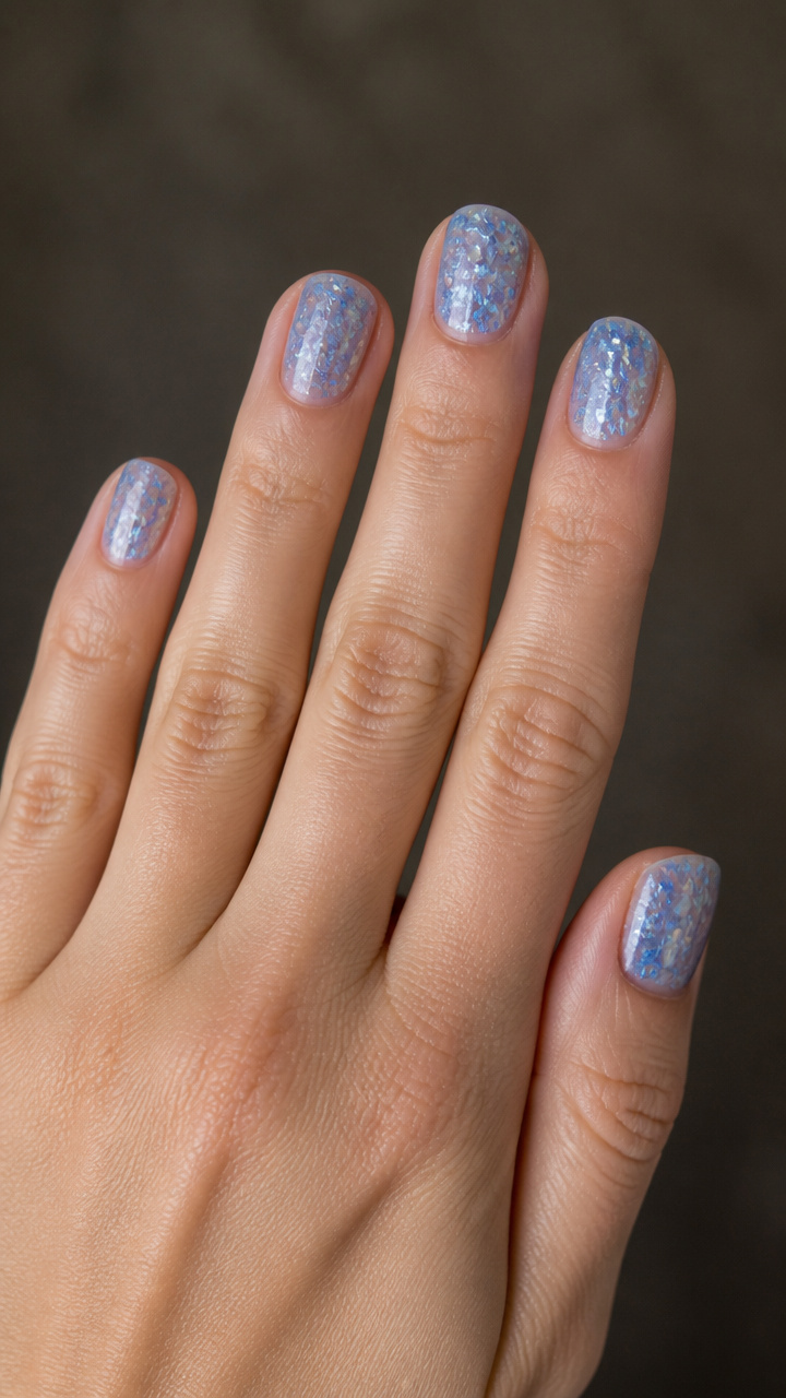 Crushed Ice Glitter on Translucent Blue