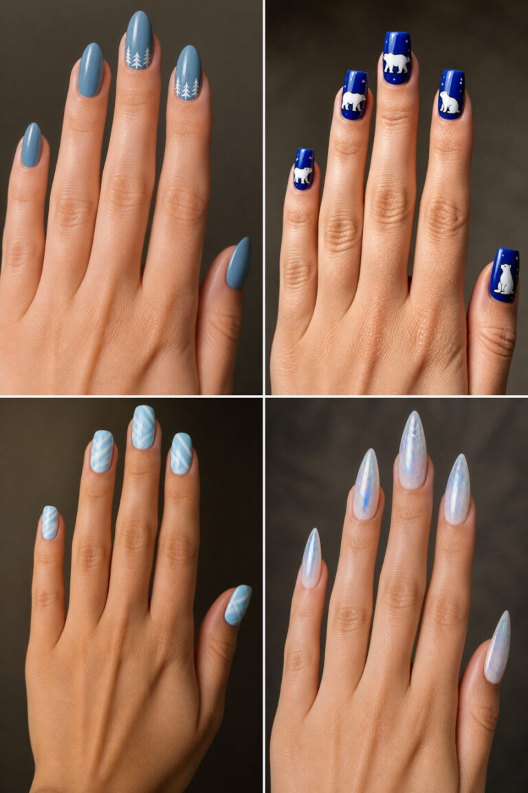 15 Blue and White Winter Nail Designs