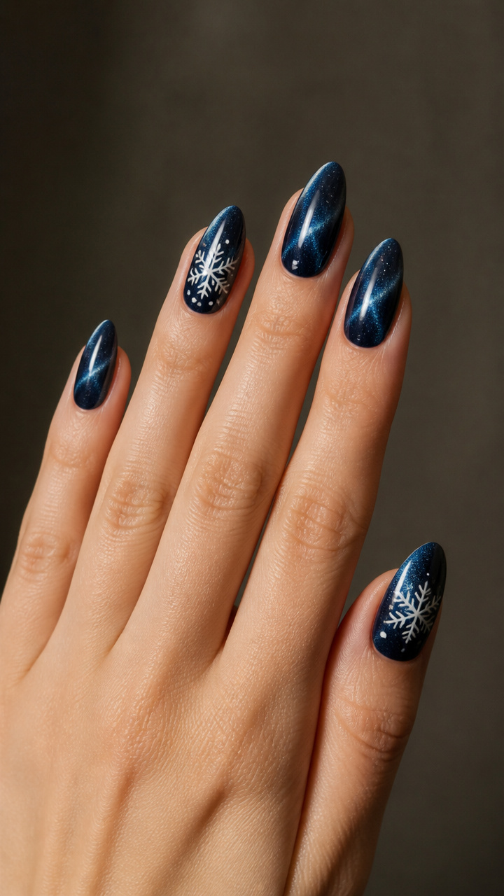 Navy Frost with Snowflake Accents