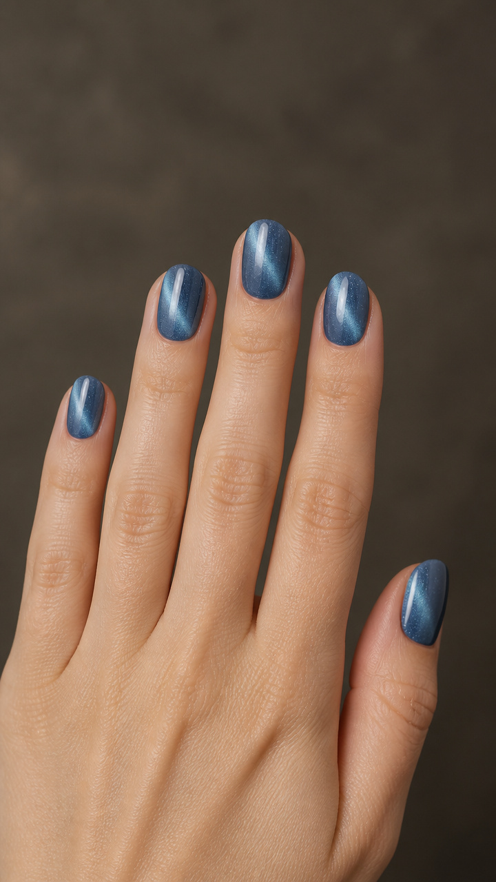Frosted Denim Round Nails