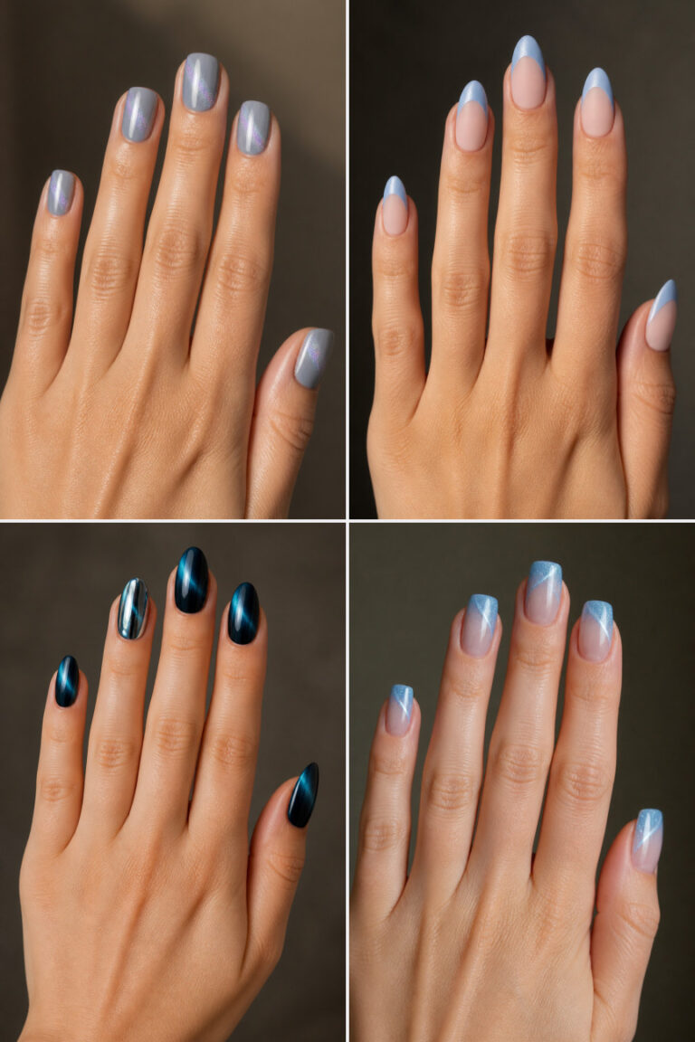 15 Blue Cat Eye Nail Designs for Winter
