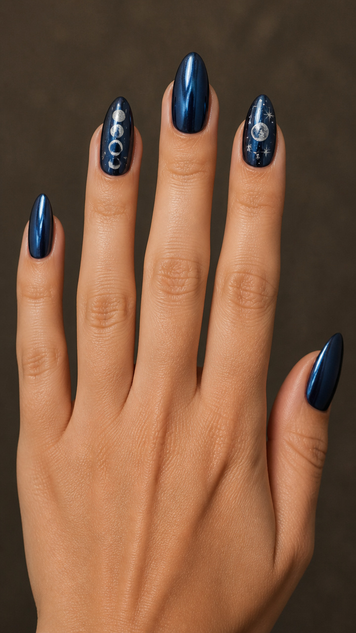 Indigo Chrome with Moon Phase Accents