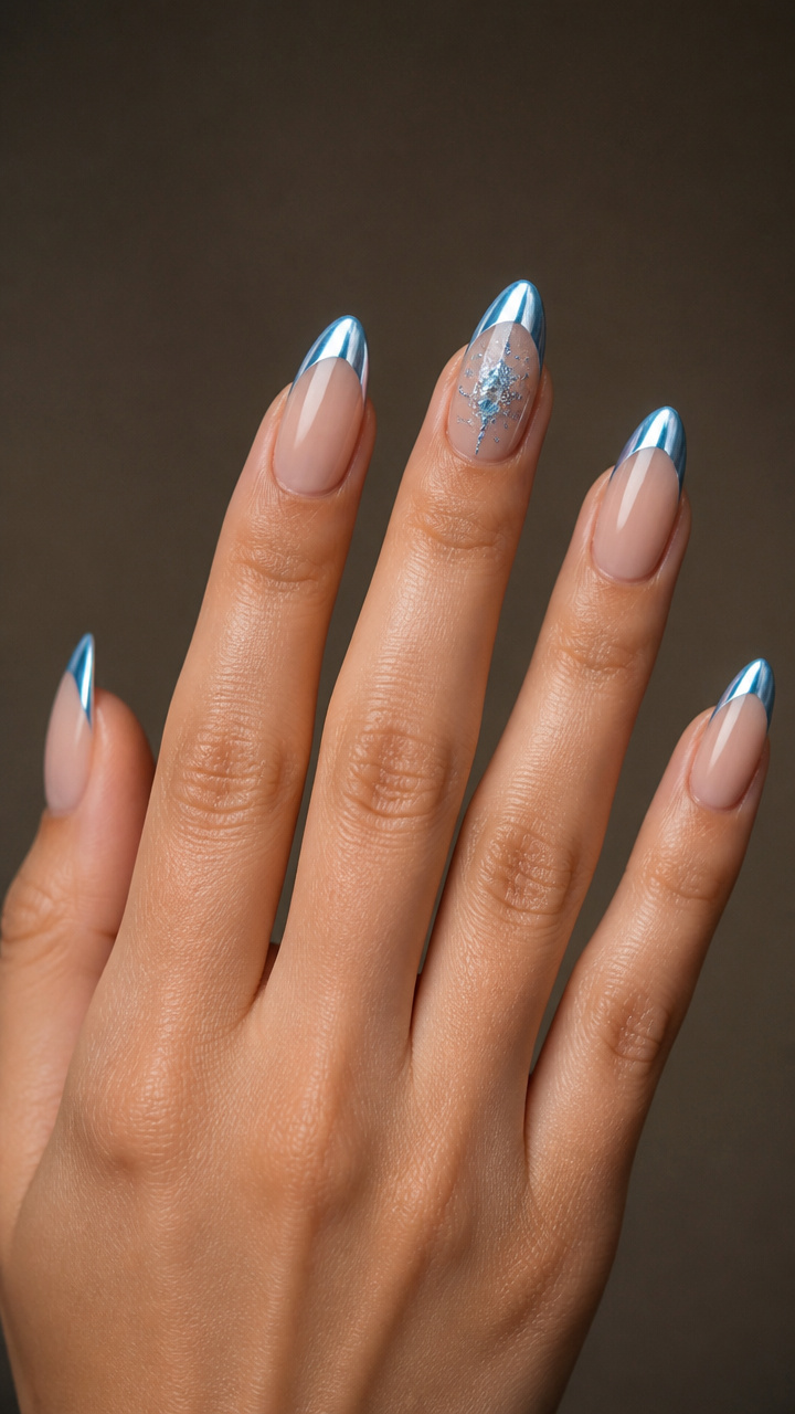 Arctic Blue Chrome Tips with Diamond Accent