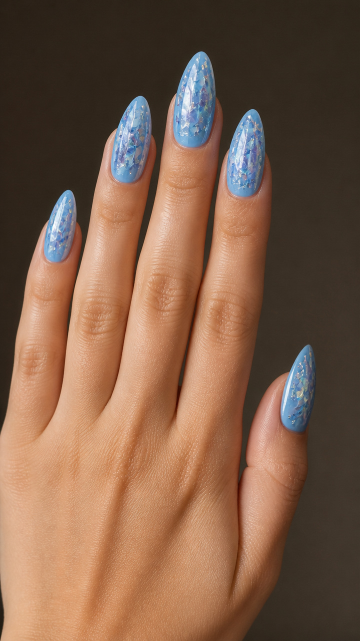Glacier Blue Foil Fragments with Glossy Finish
