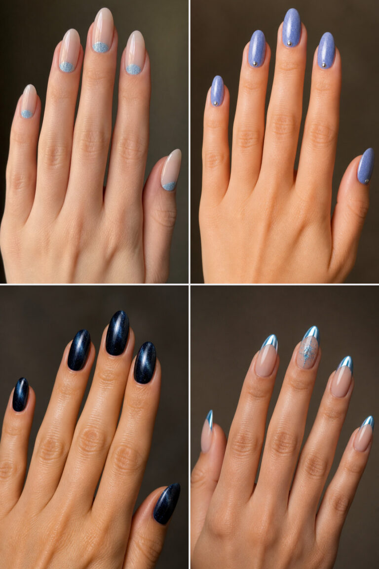 15 Blue Winter Nail Designs With Glitter