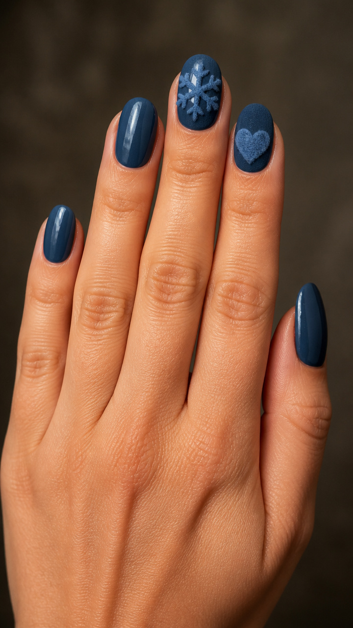 Deep Denim with Flocked Velvet Accents