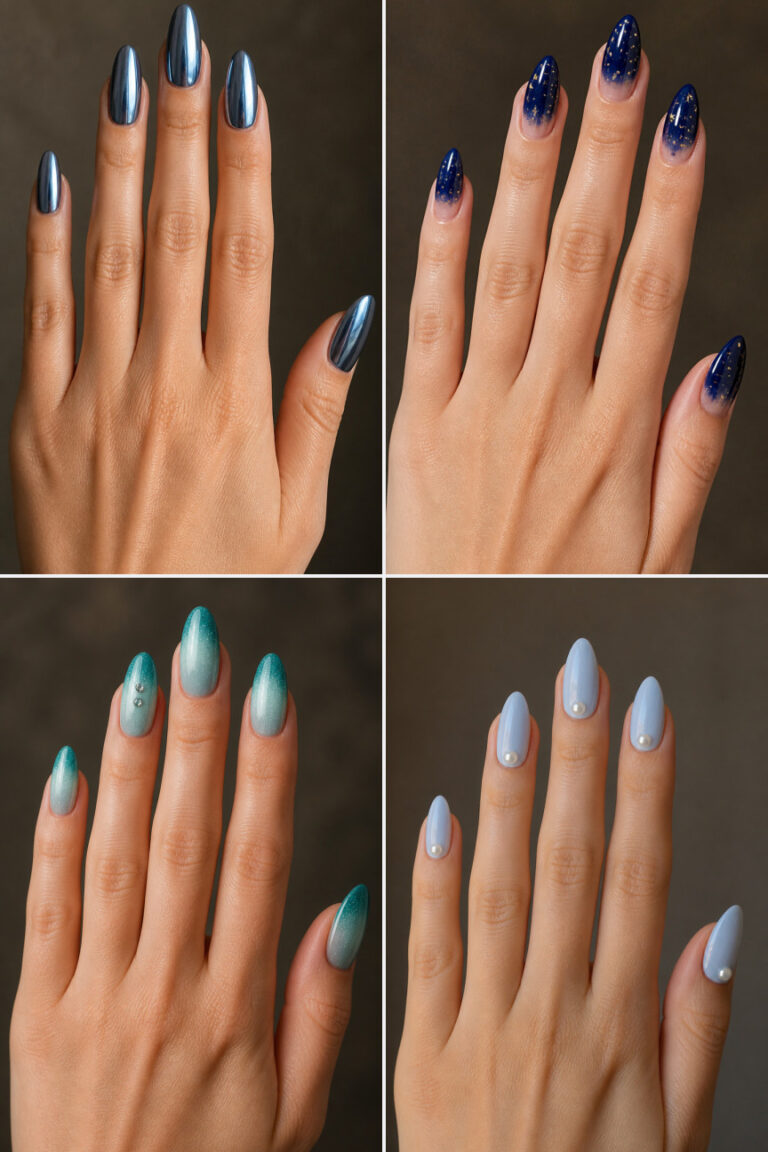 15 Blue Winter Nail Ideas for Almond Nails