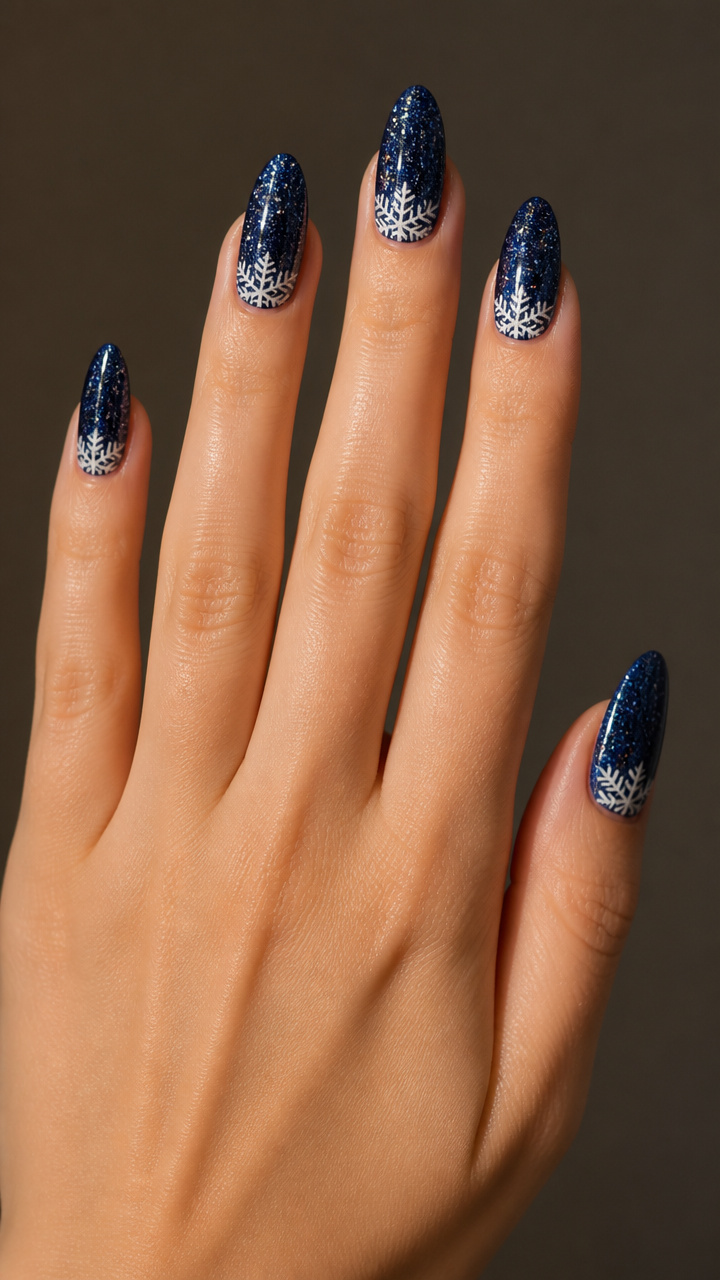 Midnight Blue Glitter Dip with Snowflake Liner