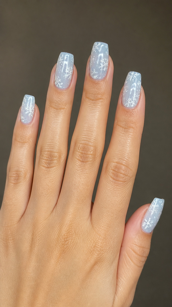 Baby Blue Base with Random Snowflake Splatter