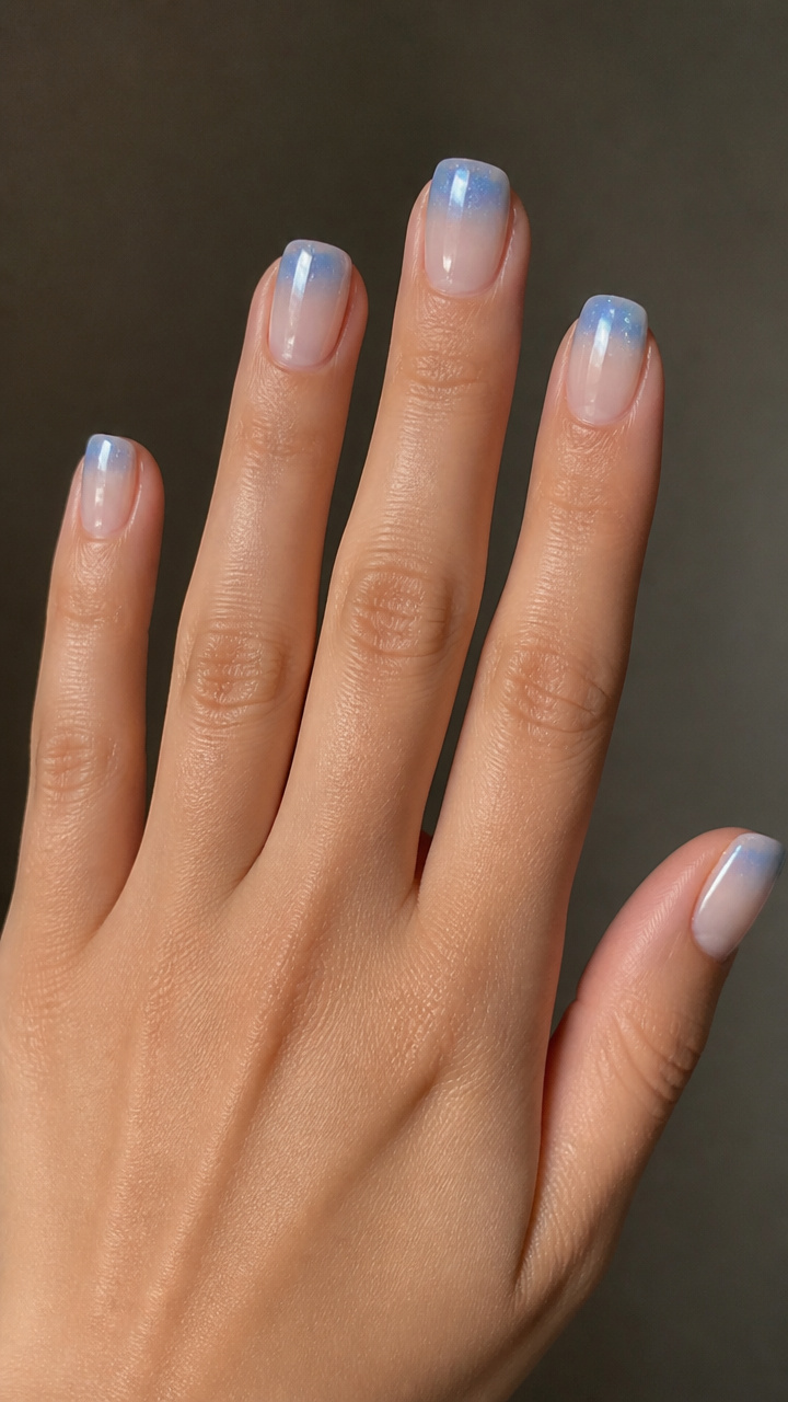 Frosted Ice Blue Chrome Tips