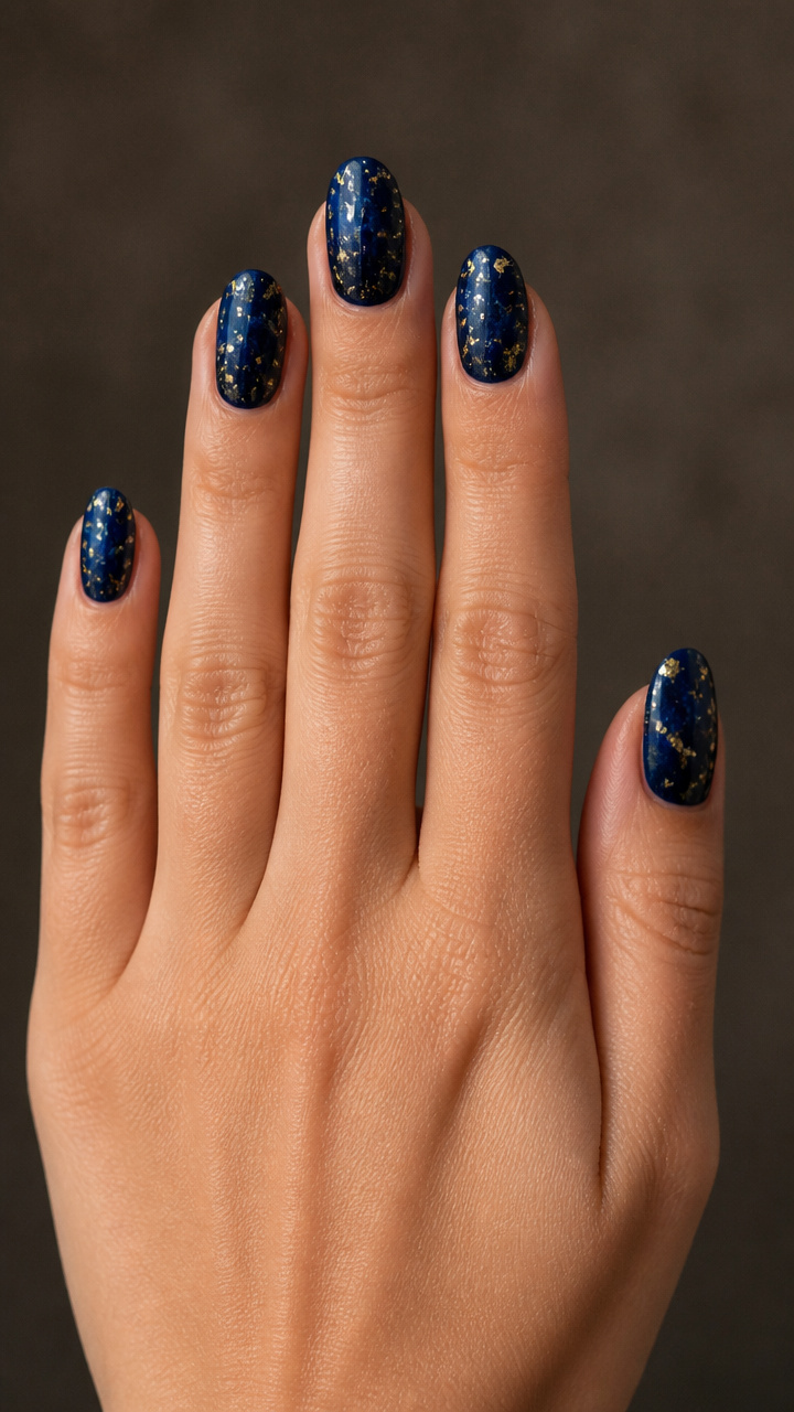 Midnight Blue Ombré with Gold Leaf Flecks
