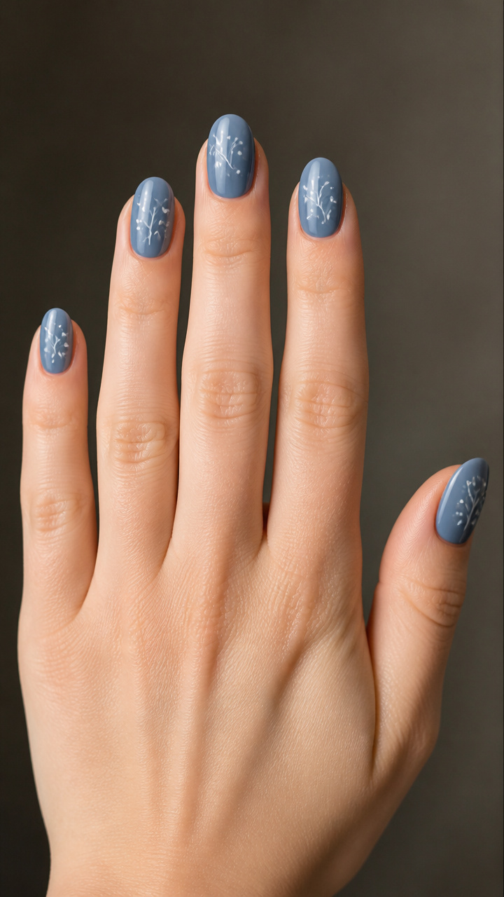 Slate Gray-Blue Hybrid with Minimalist Line Art