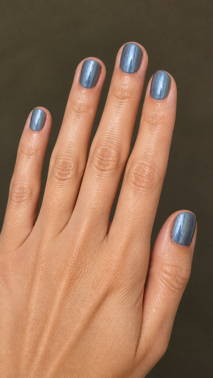 Steel Blue Metallic Sheer Wash
