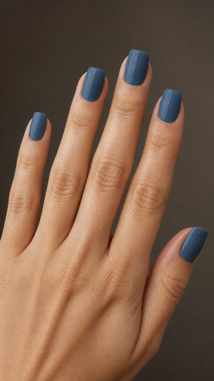 Denim Blue Matte Top Coat Over Speckled Base