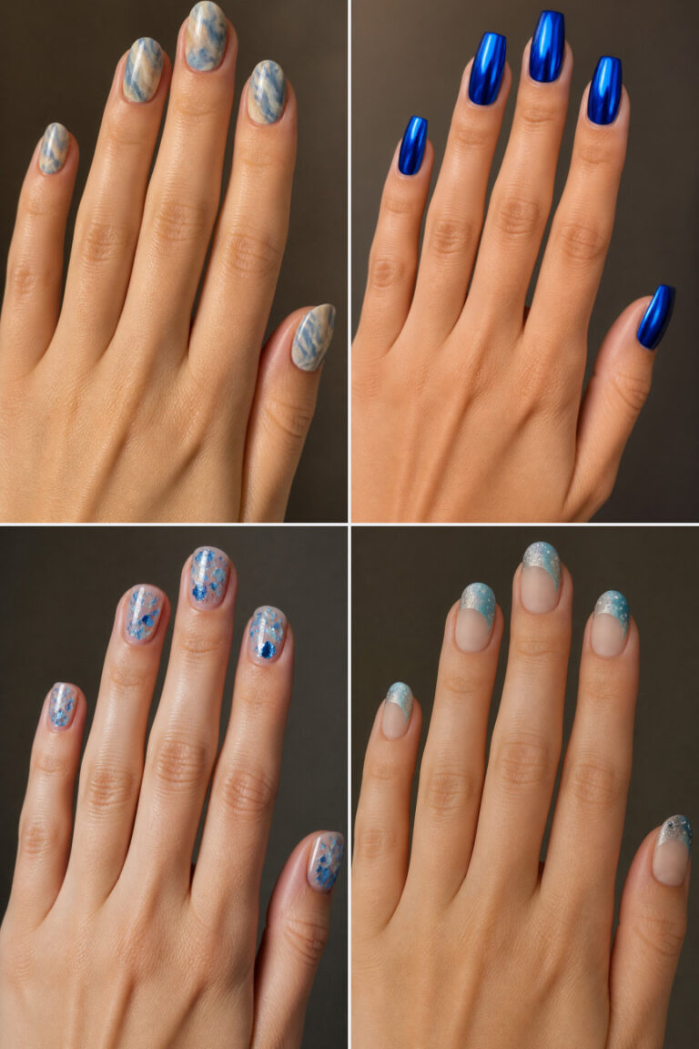 15 Blue Winter Nails for Short Nails
