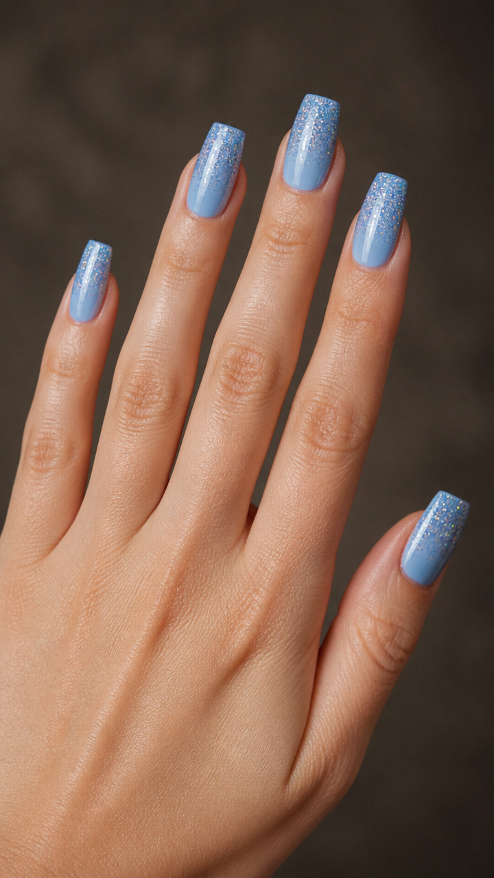 Arctic Blue Ombré with Glitter Gradient